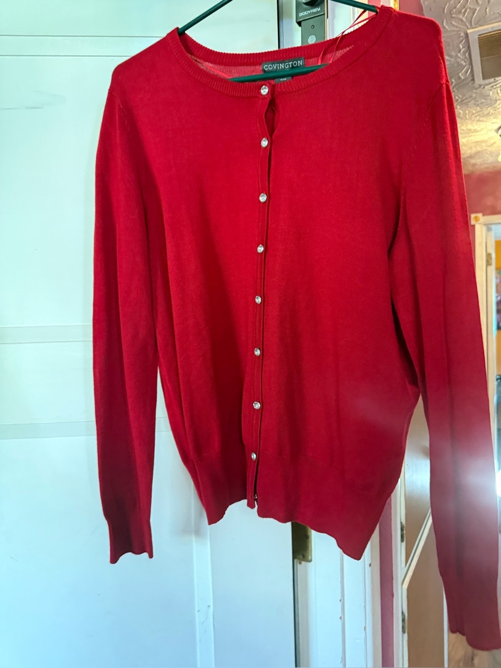 Covington Women's Bright Red Button Cardigan. Brand new